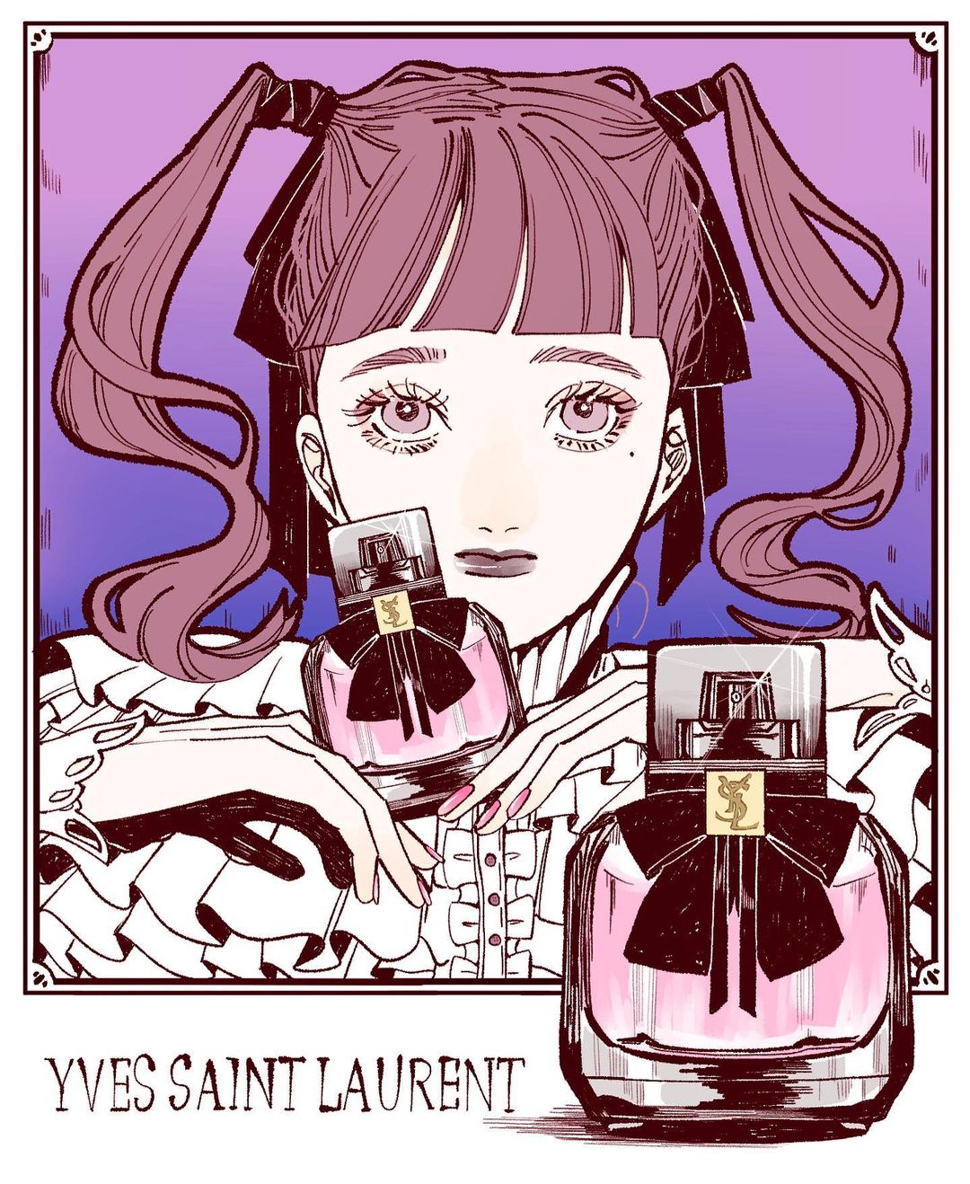时尚优雅！13张化妆品人像联名插画