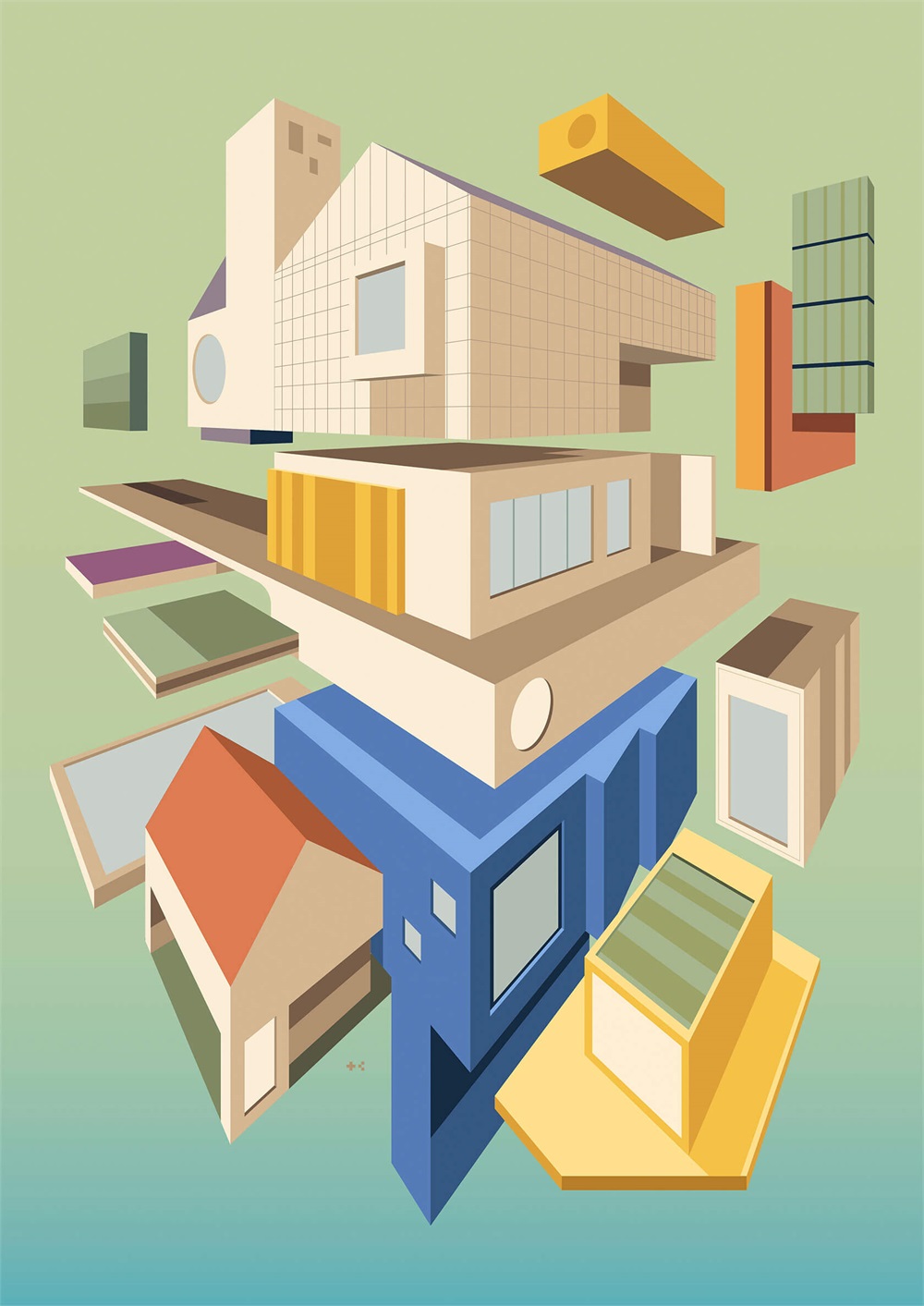 独特视觉！18张建筑立体插画作品