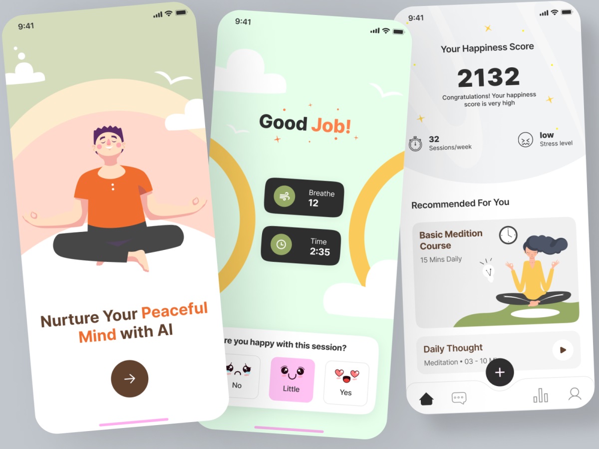 简洁舒适！11张冥想程序APP设计