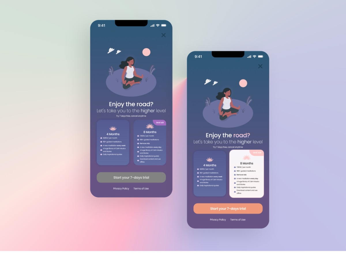 简洁舒适！11张冥想程序APP设计