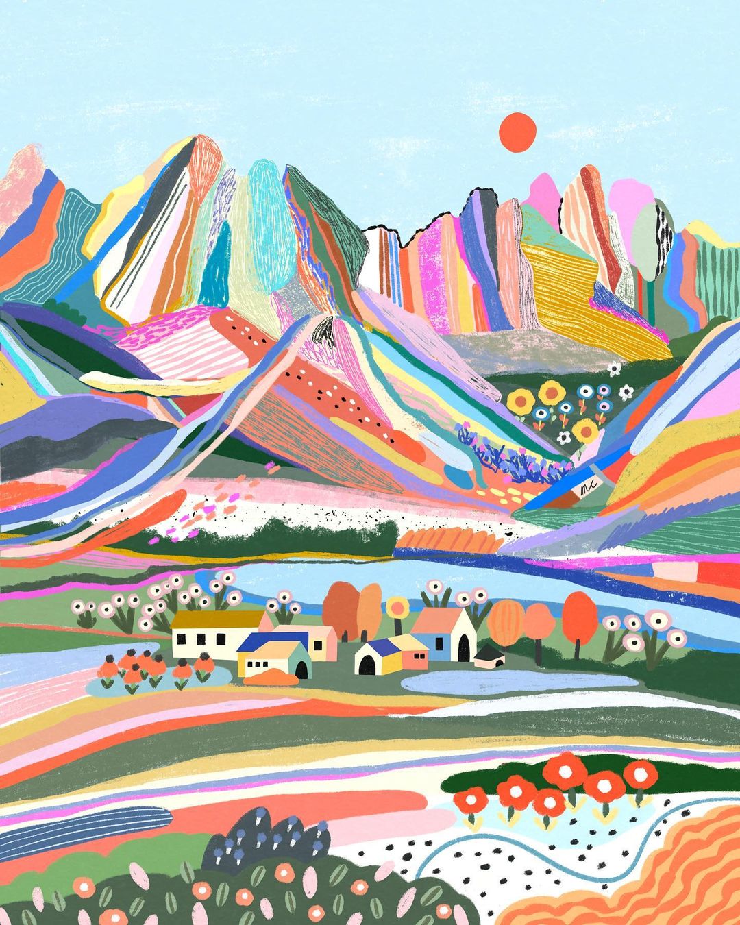 学配色！18张色彩缤纷的明亮风景插画作品