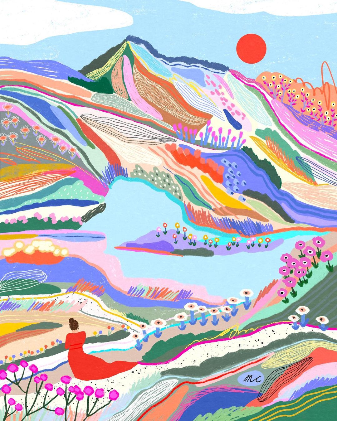学配色！18张色彩缤纷的明亮风景插画作品