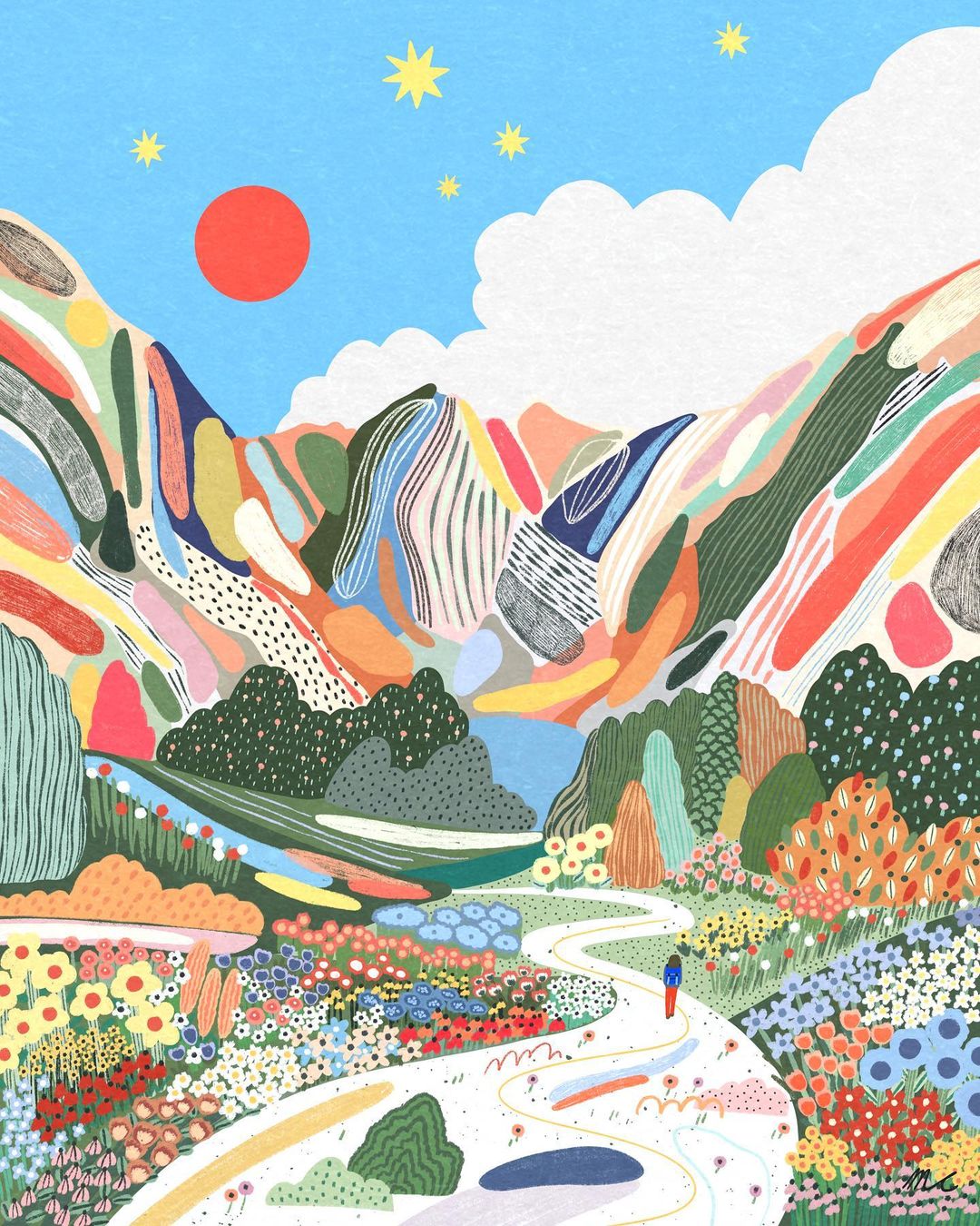 学配色！18张色彩缤纷的明亮风景插画作品