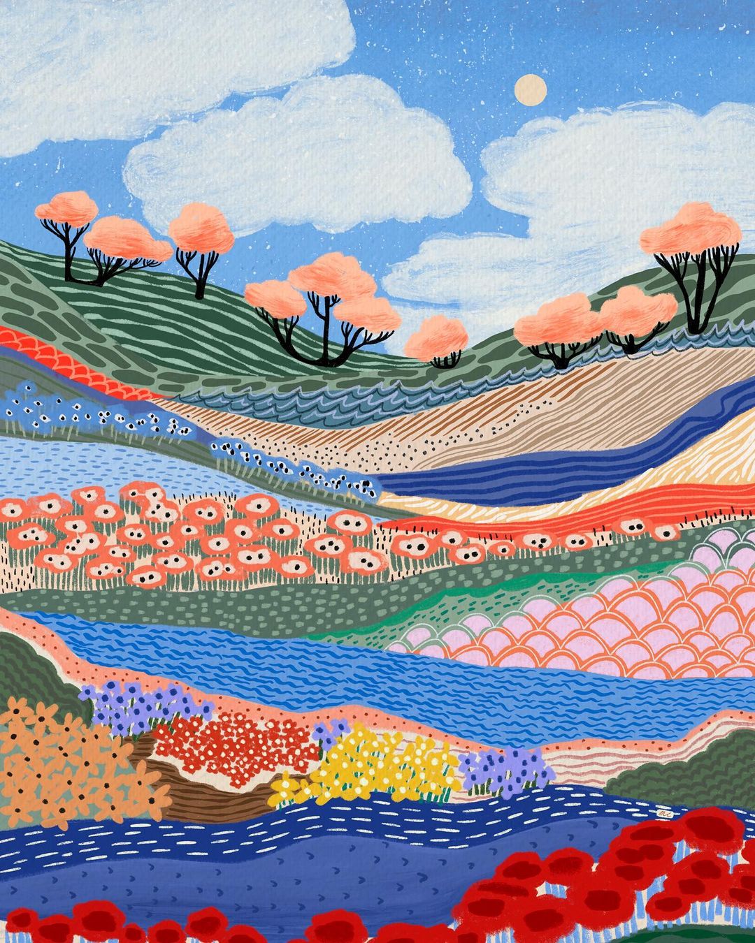 学配色！18张色彩缤纷的明亮风景插画作品