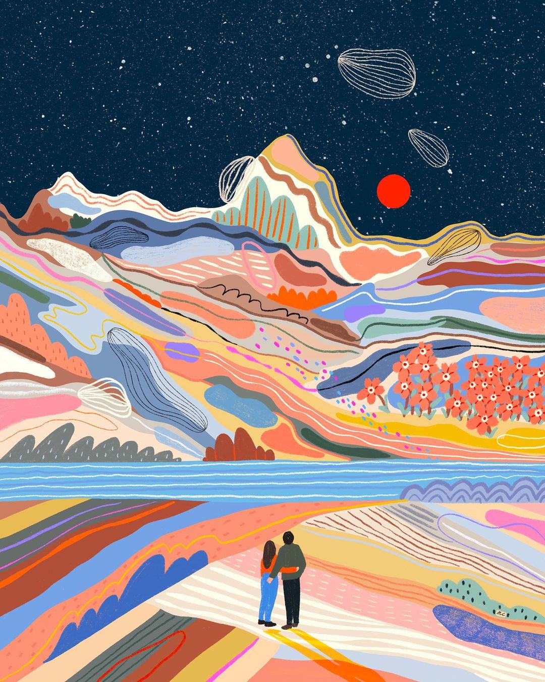 学配色！18张色彩缤纷的明亮风景插画作品