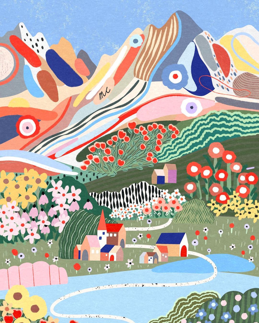 学配色！18张色彩缤纷的明亮风景插画作品