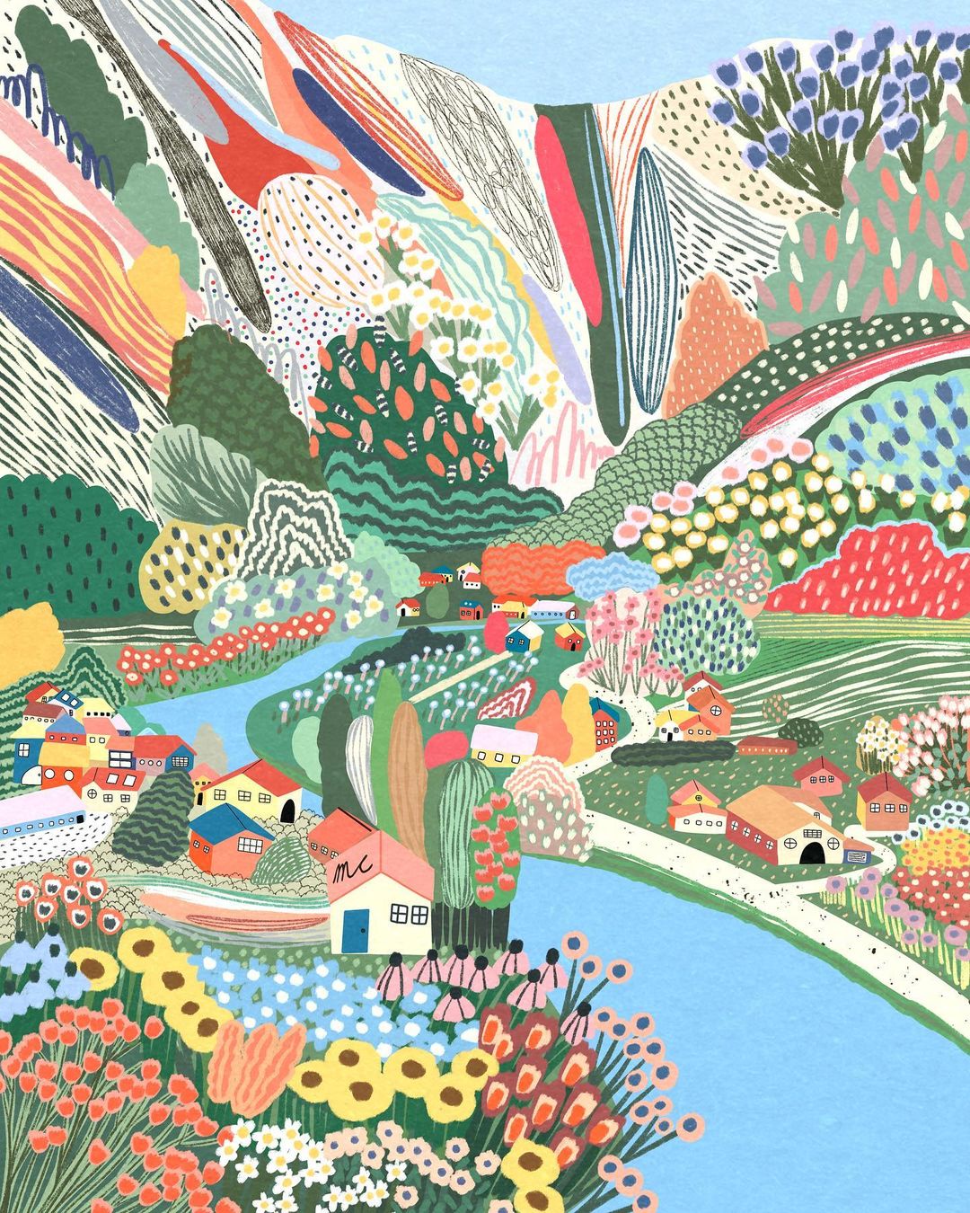 学配色！18张色彩缤纷的明亮风景插画作品