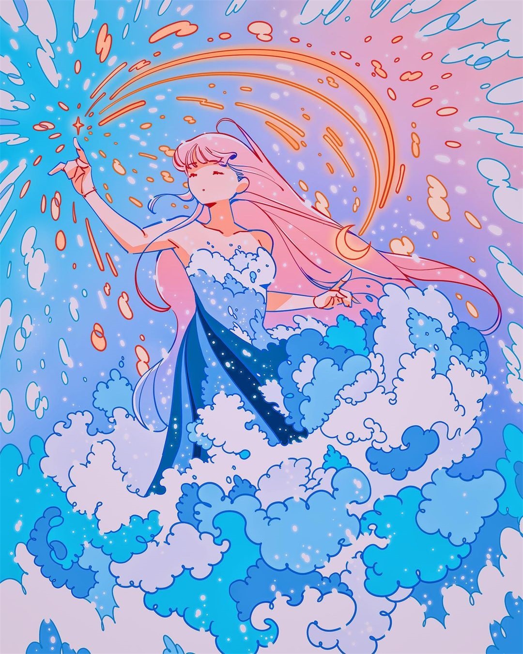 优雅专注！12张梦幻唯美人物插画作品